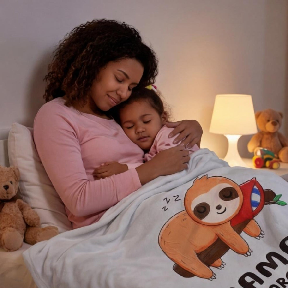 Kuscheldecke Mama's Schnarchecke mit Faultier