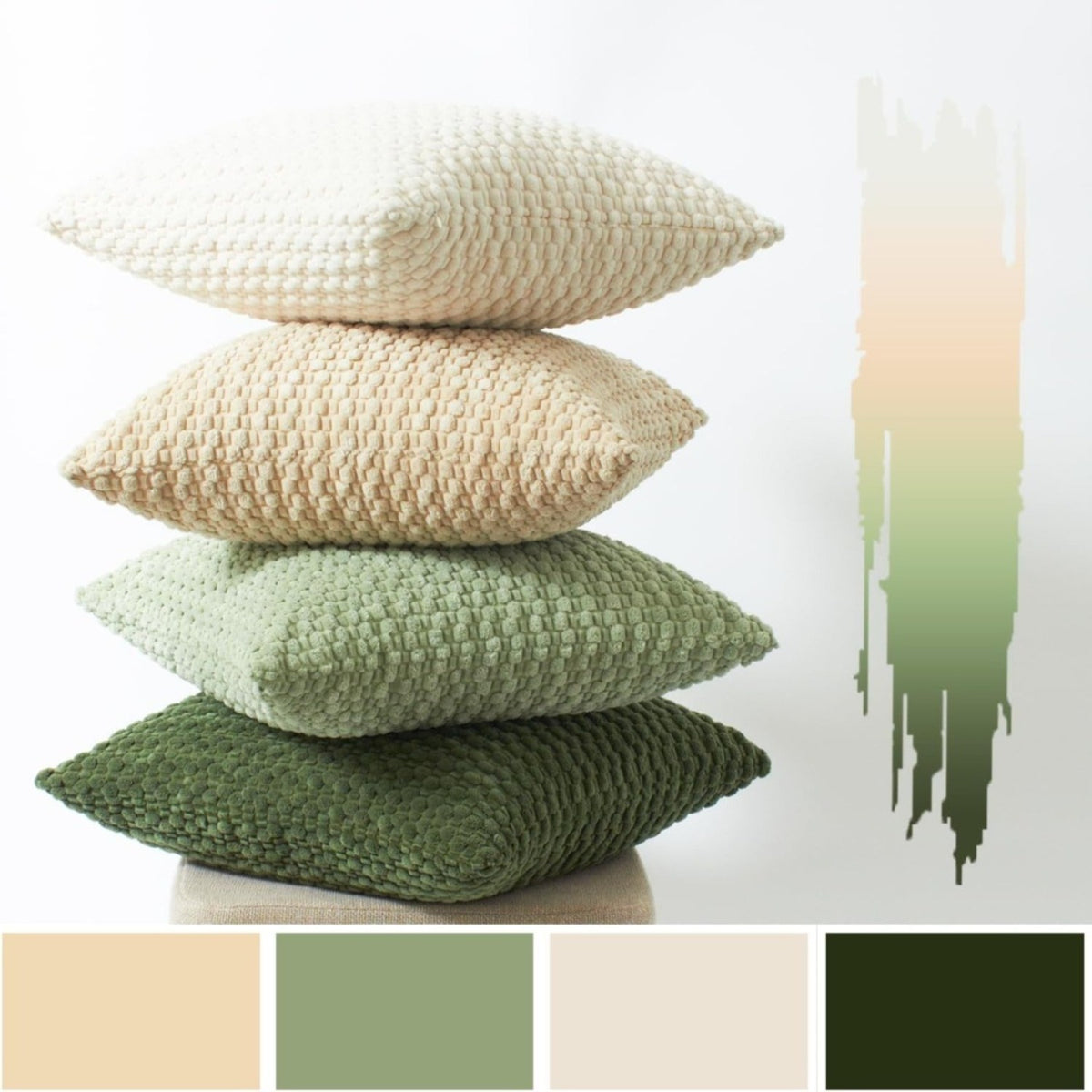 Boho-Kissenbezüge in Grün und Creme – Ansicht 3