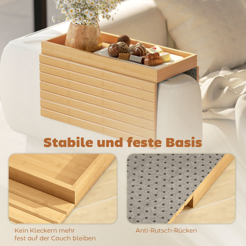 Armlehnen-Tablett aus Bambus auf dem Sofa – Ansicht 10