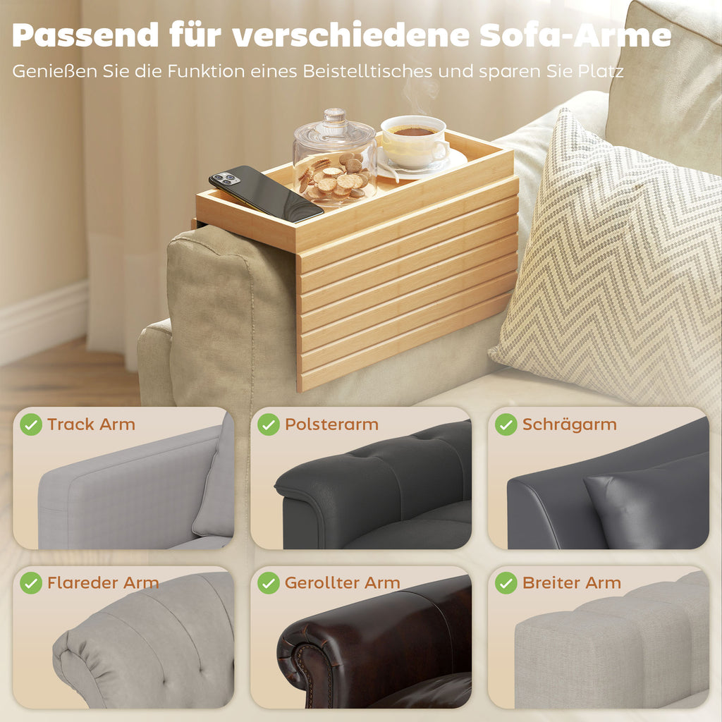 Armlehnen-Tablett aus Bambus auf dem Sofa – Ansicht 6