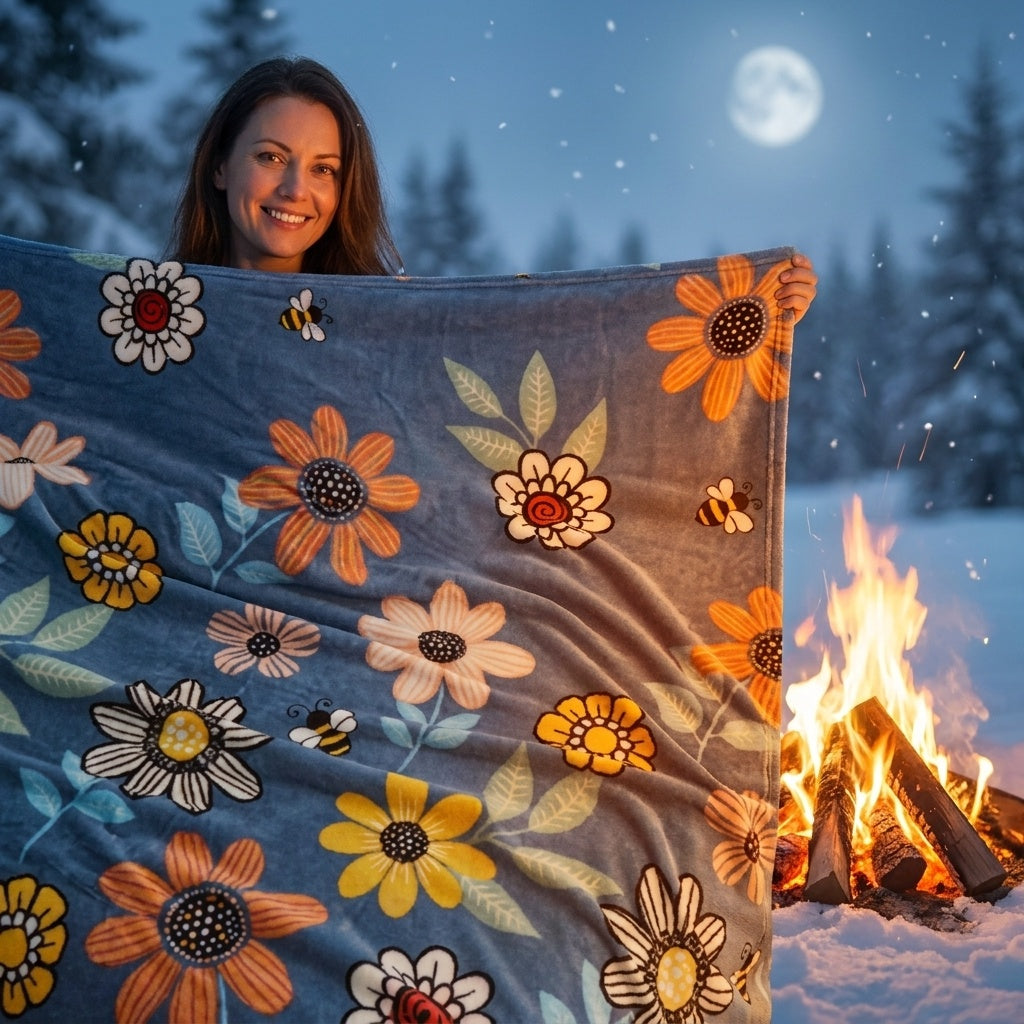 Flanelldecke mit Blumenmotiv