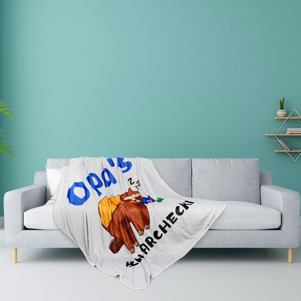 Kuscheldecke Opa's Schnarchecke mit Faultier – Ansicht 3