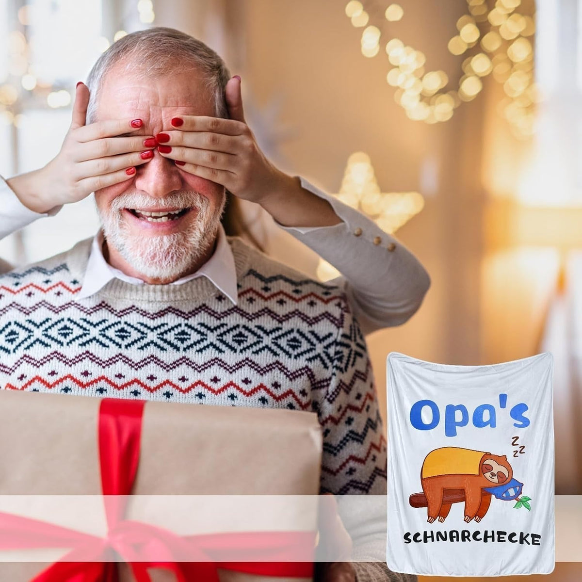 Kuscheldecke Opa's Schnarchecke mit Faultier – Ansicht 5