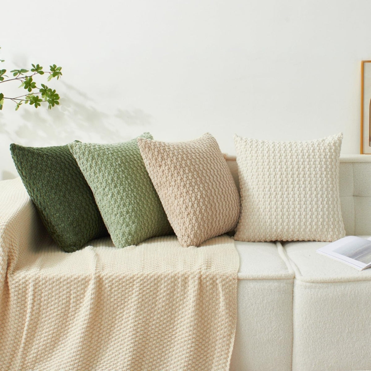 Boho-Kissenbezüge in Grün und Creme – Ansicht 5