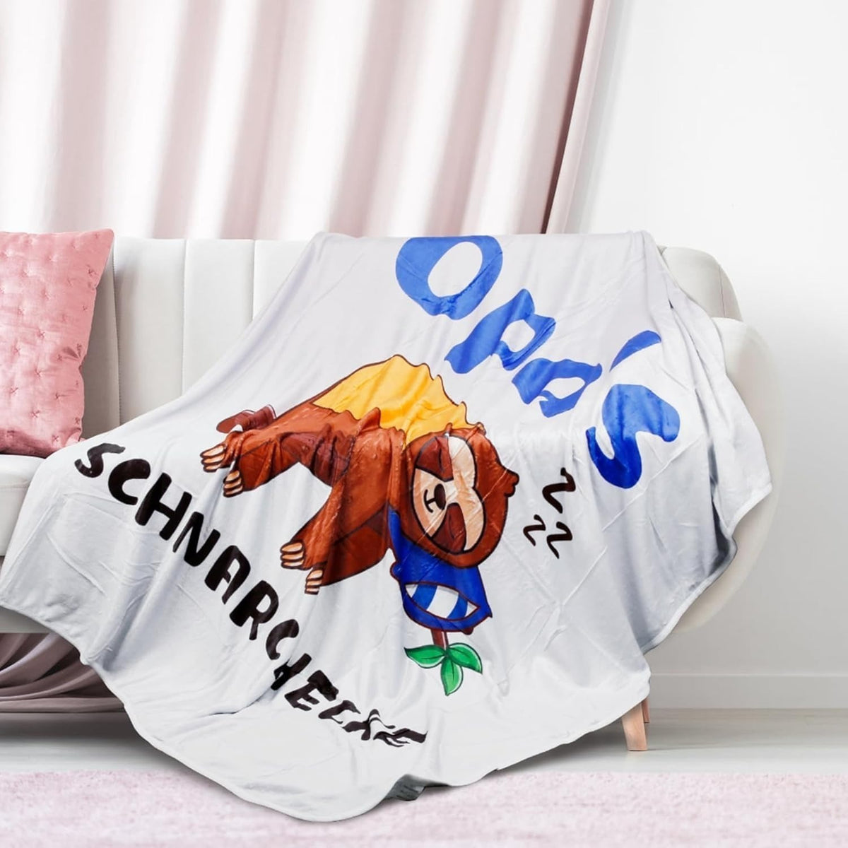 Kuscheldecke Opa's Schnarchecke mit Faultier