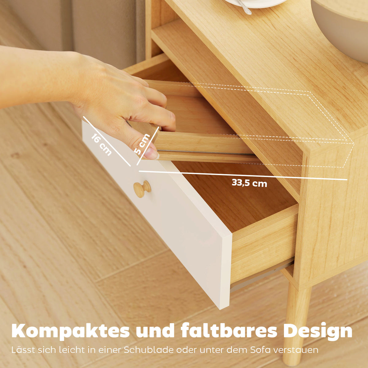 Armlehnen-Tablett aus Bambus auf dem Sofa – Ansicht 9